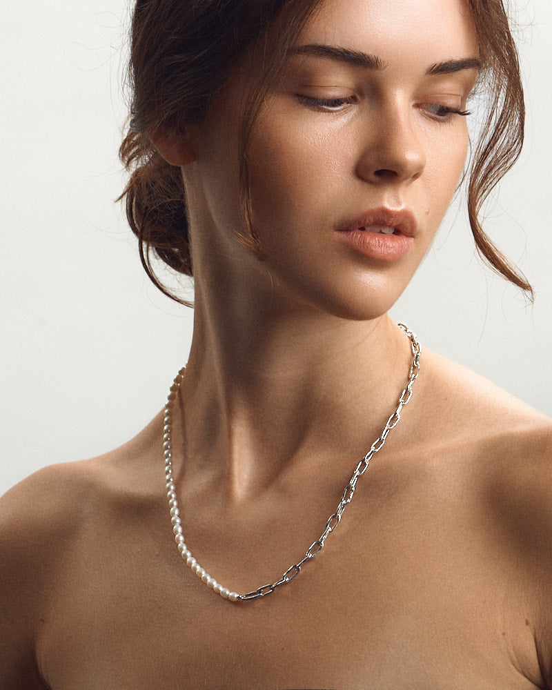Swell Pearl Necklace - Silver & Pearls