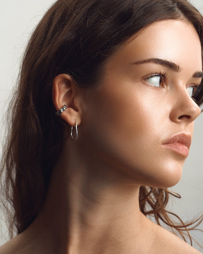 Raw Ear Cuff Big - Silver