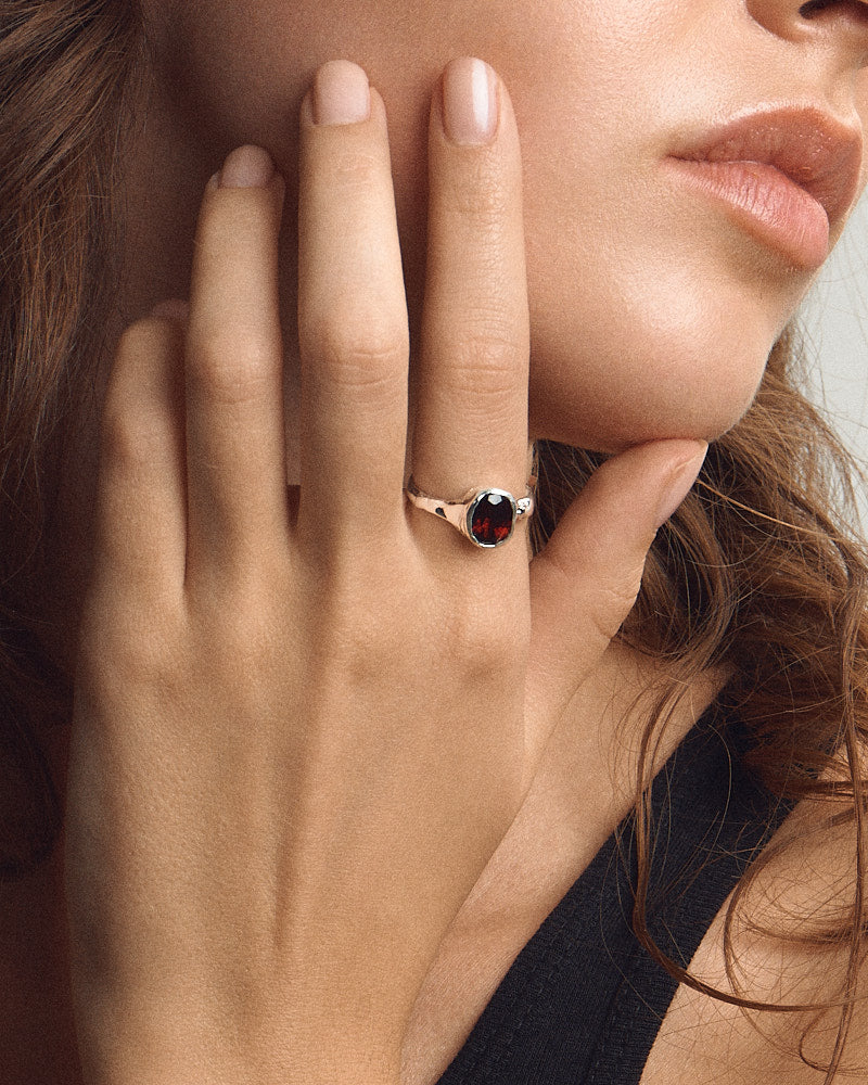 Elf Ring - Silver & Garnet