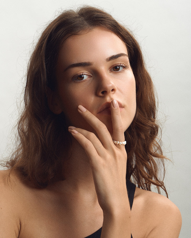 Big Rice Ring - Silver & Pearls