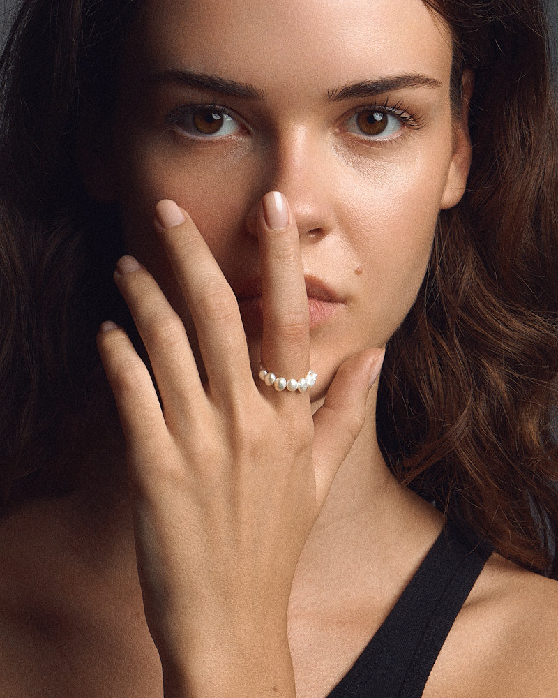 Big Rice Ring - Silver & Pearls