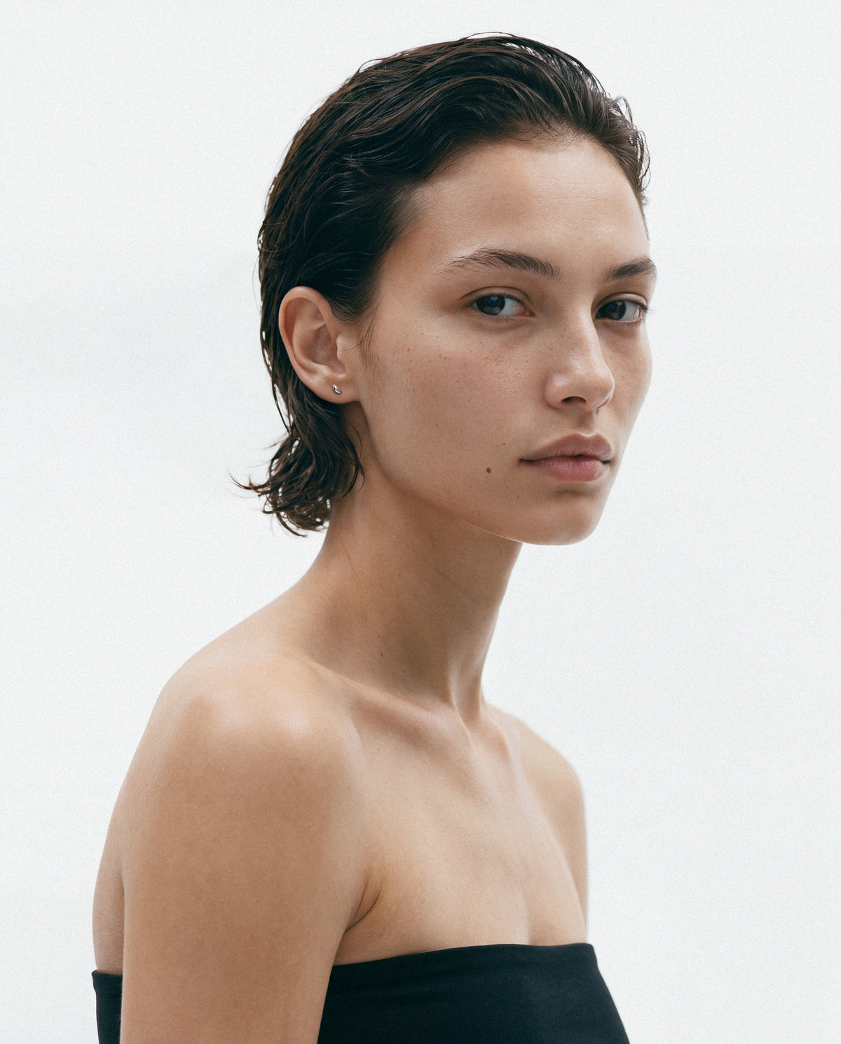 Model wearing the Anchor Stud - Silver