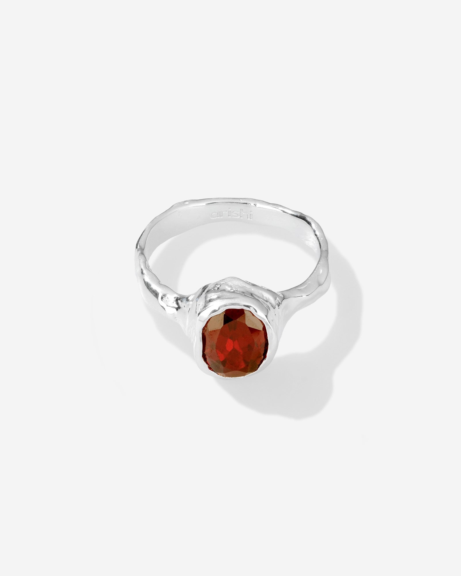 Arishi Elf Ring in silver with garnet, for COLD SKIN.