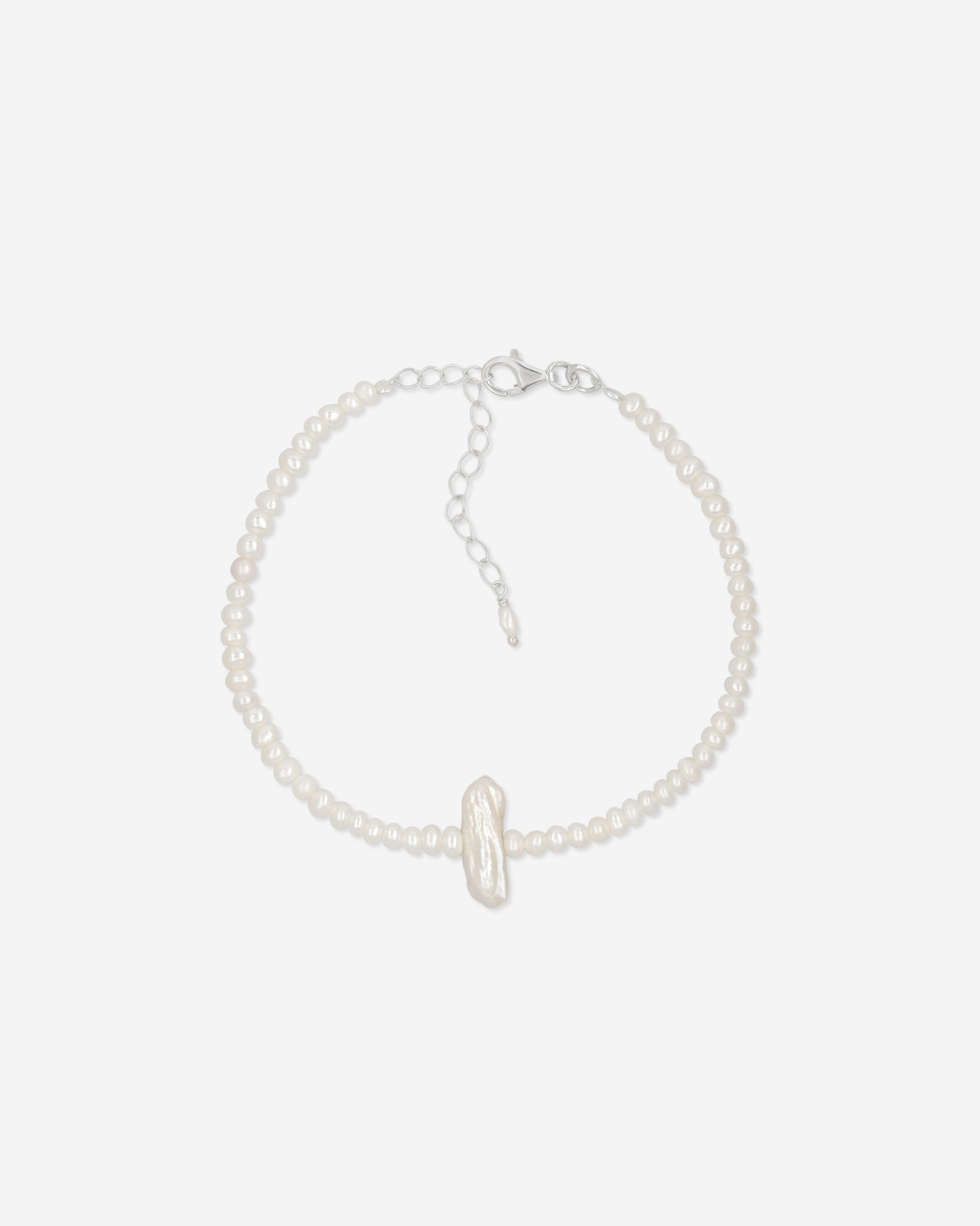 Pearl Naked Flat Pearl Bracelet in silver with pearls, for COLD SKIN.