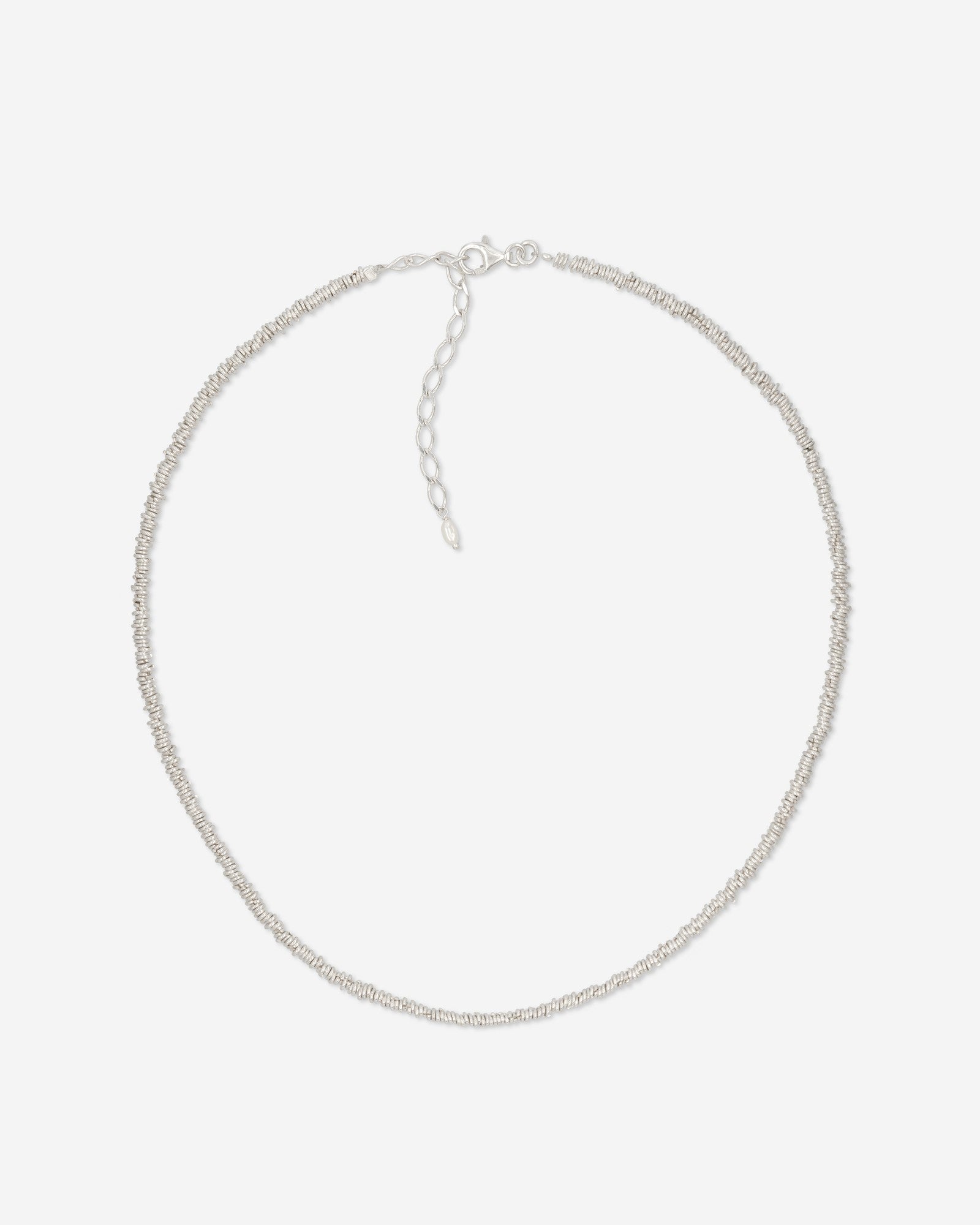 Pearl Naked Link Choker in silver with pearl, for COLD SKIN.