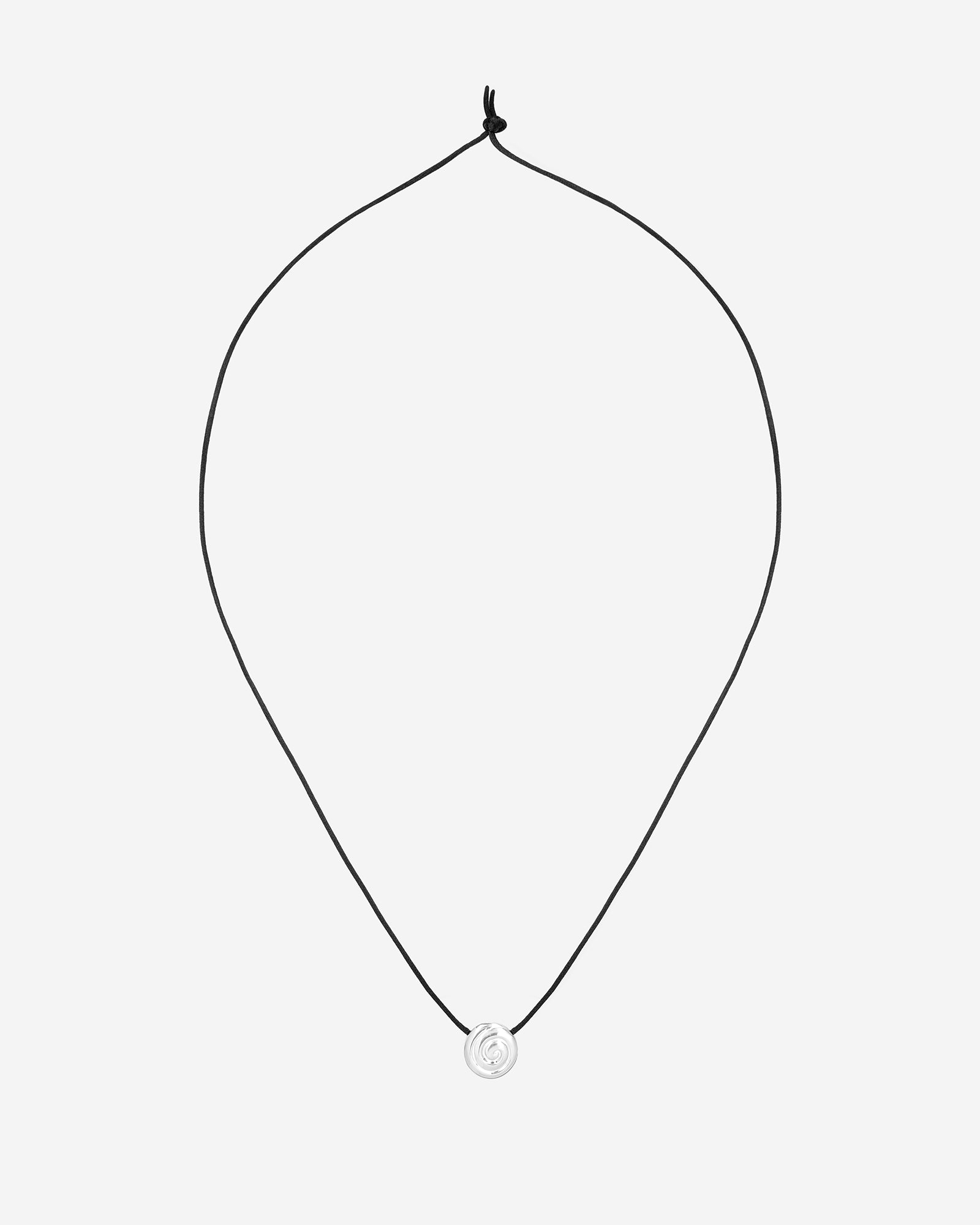 Louis Abel Uzu Mid Necklace Silver on black satin band.