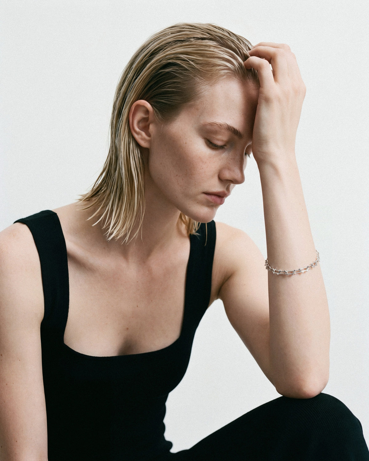 STRUGA Thorn Bracelet in Silver, worn by a model, for COLD SKIN.