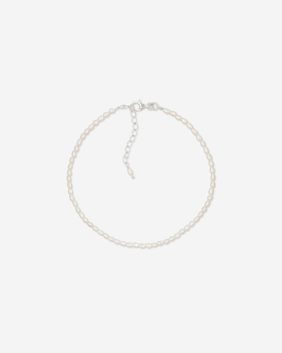 Pearl Naked Whisper Anklet Bracelet in silver with pearls, for COLD SKIN.
