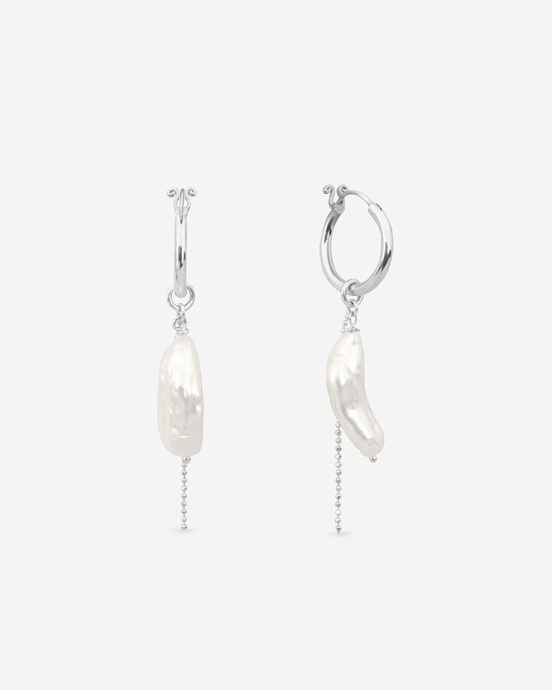 Mermaid Tear Earrings - Silver & Pearls