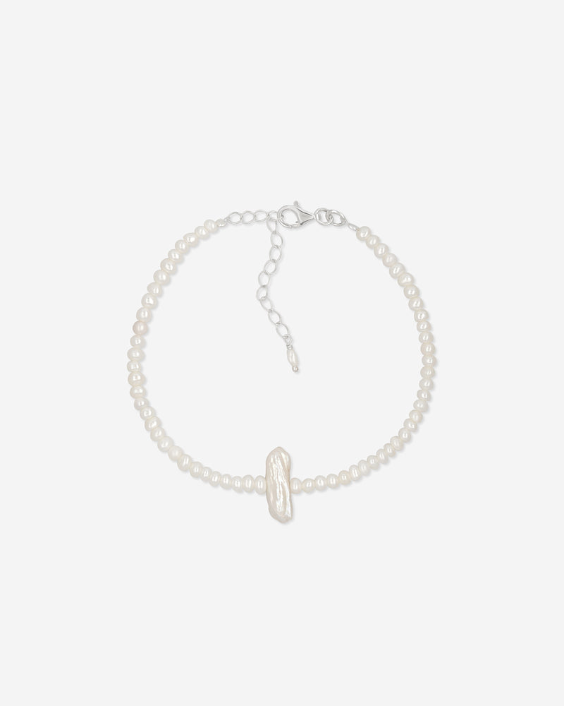 Flat Pearl Bracelet - Silver & Pearls