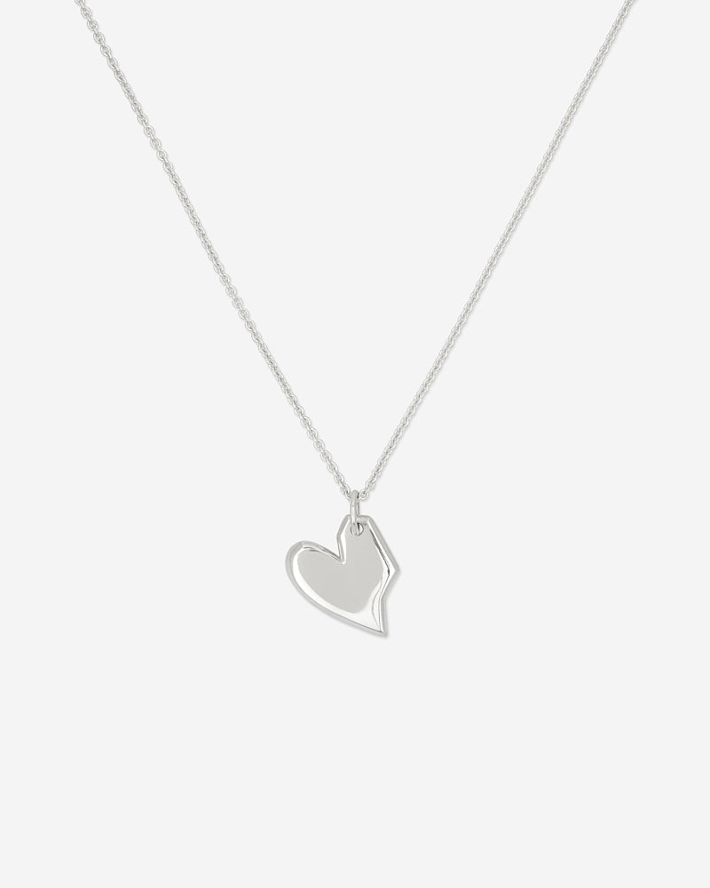 Solid Heart Small Necklace - Silver