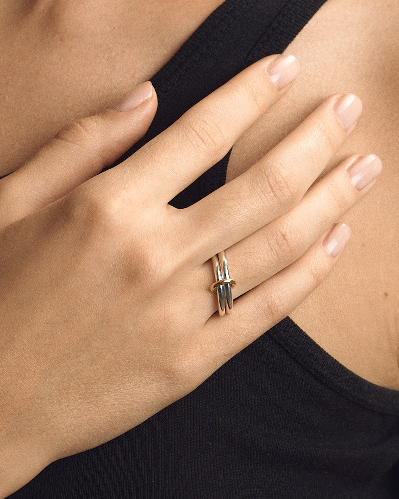 Dua Ring - Silver & Gold Detail