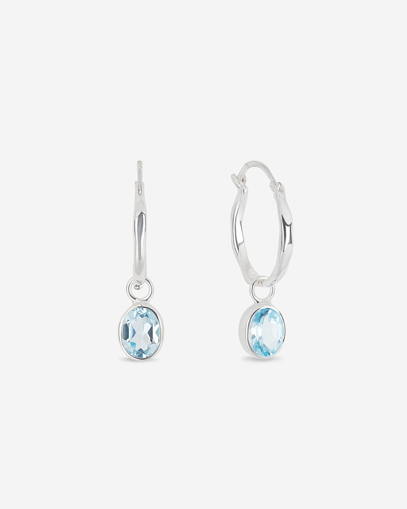 Ideal Hoops Ohrringe - Silber & Blautopas