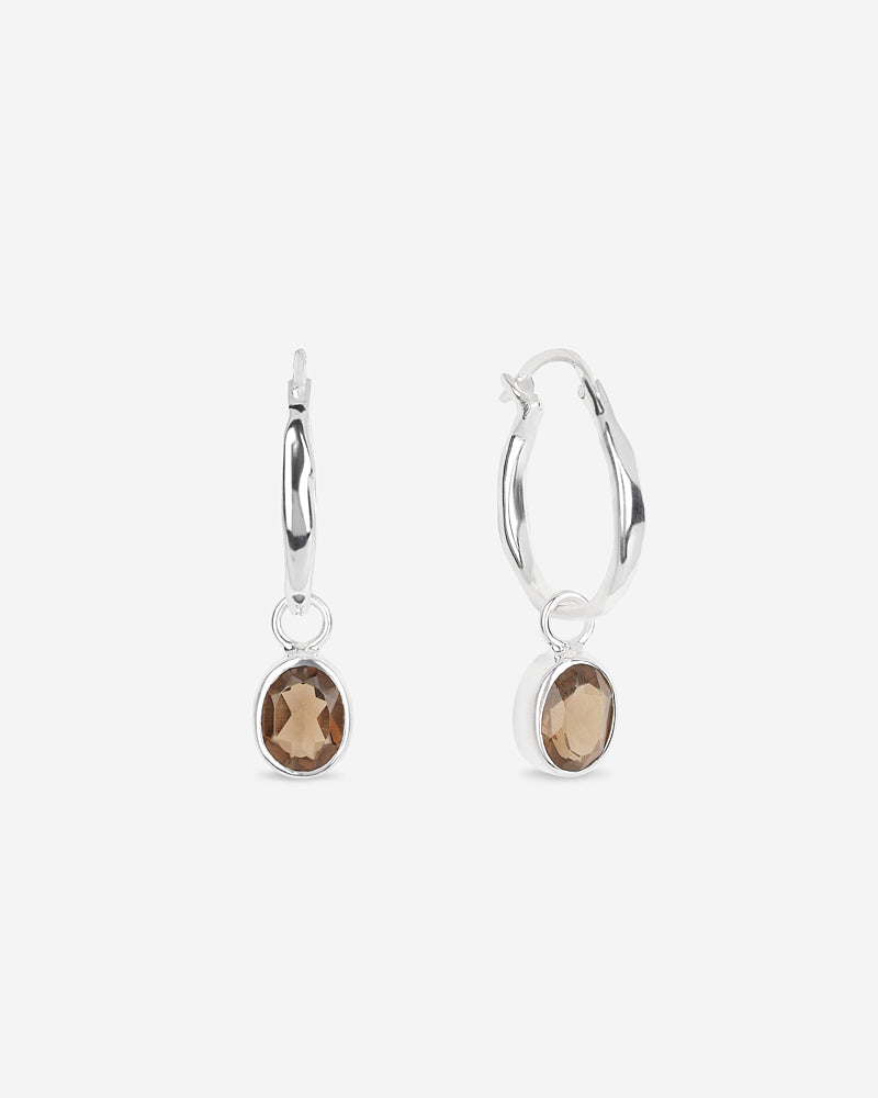 Ideal Hoops Ohrringe - Silber & Rauchquarz