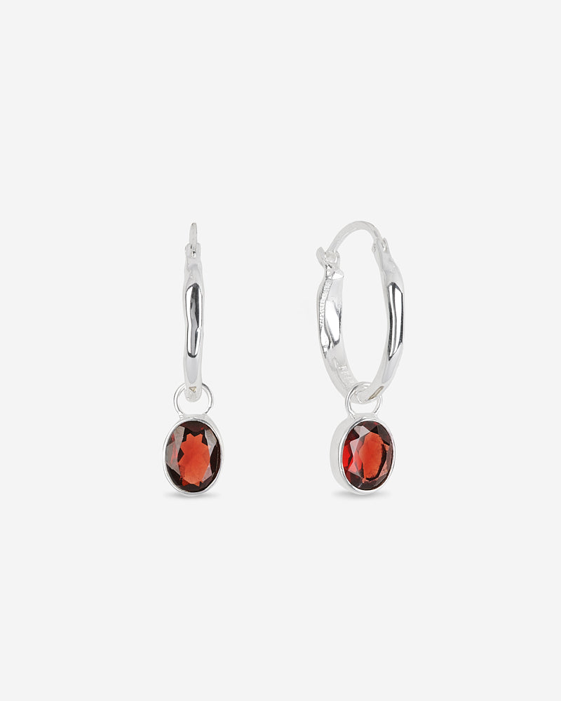 Ideal Hoops Ohrringe - Silber & Granat