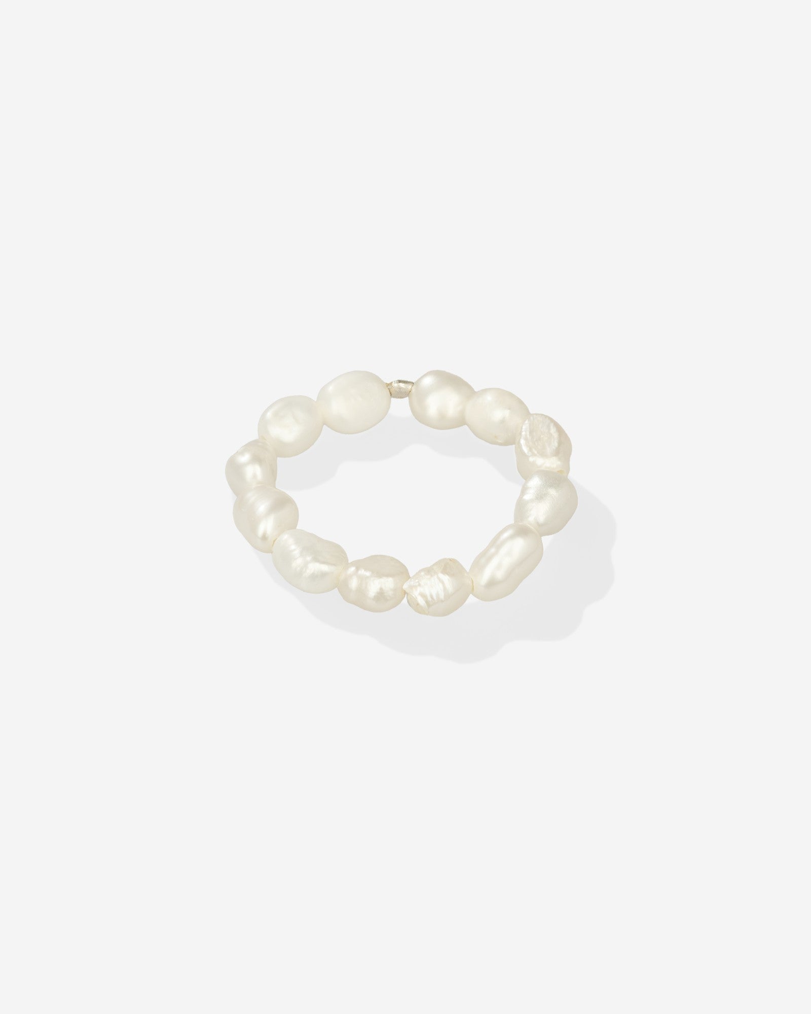 Pearl Naked Big Rice Ring in silver with pearls, for COLD SKIN.
