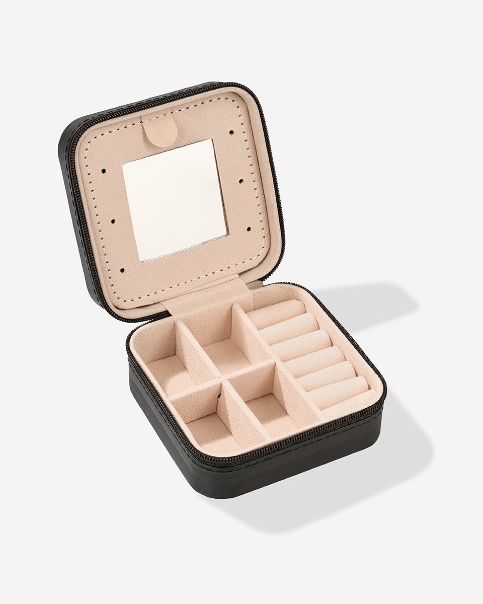 Empty Jewelry Travel Box Black by COLD SKIN with mirror and ring compartments