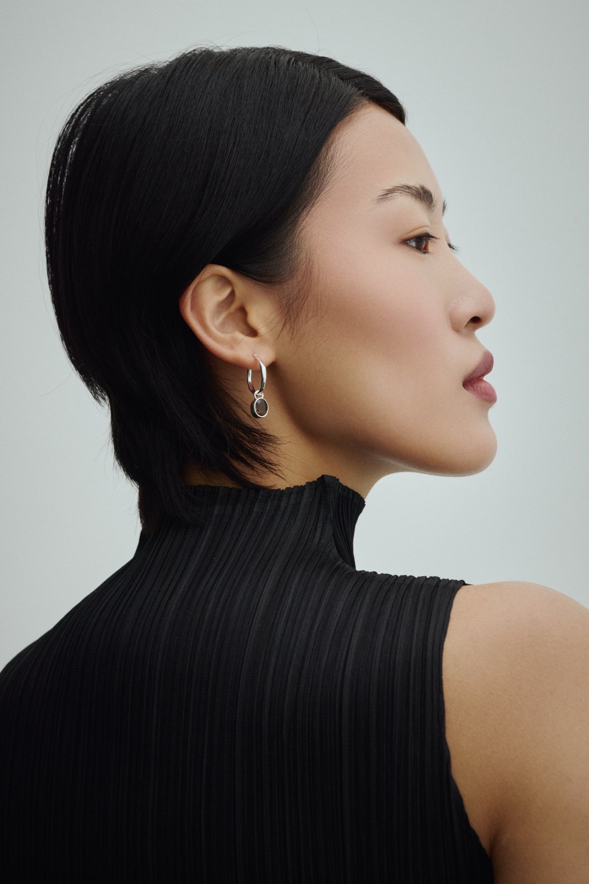 Ideal Hoops Earrings - Argent & Quartz fumé
