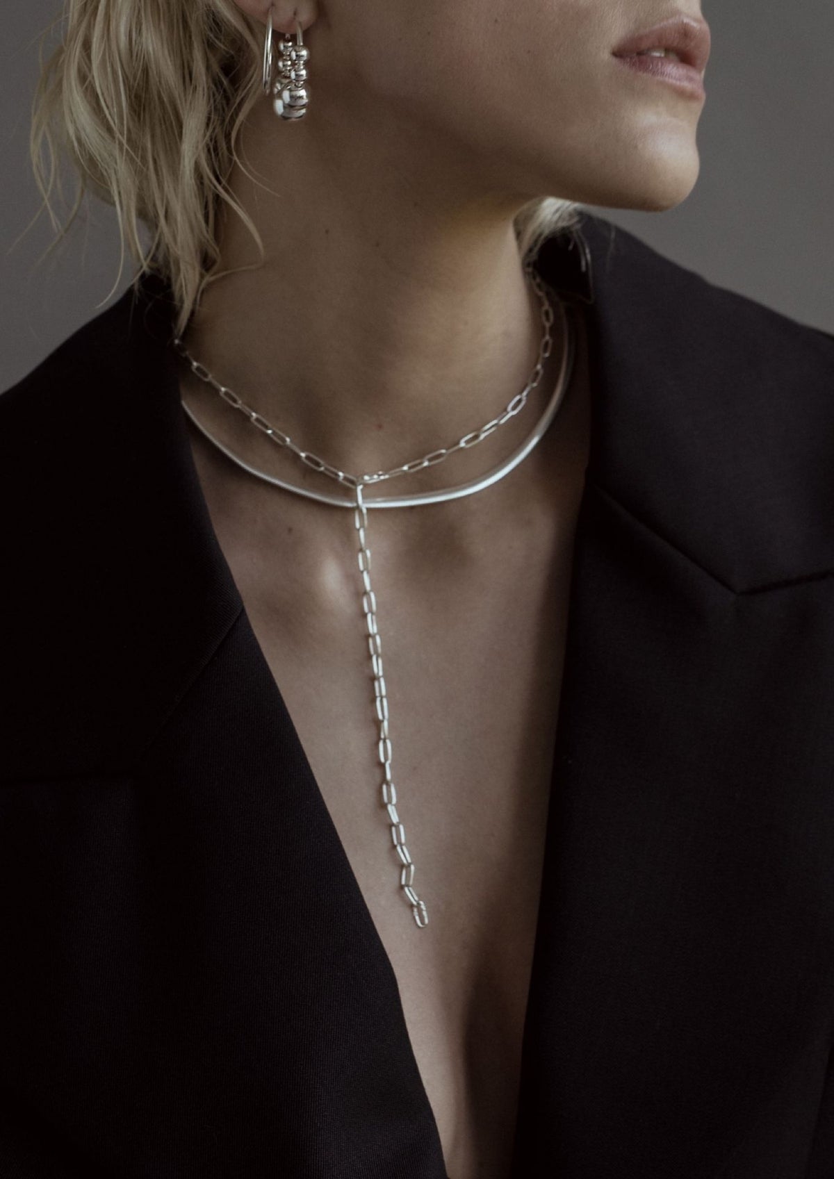 Paper Clip Y-Necklace - Argent