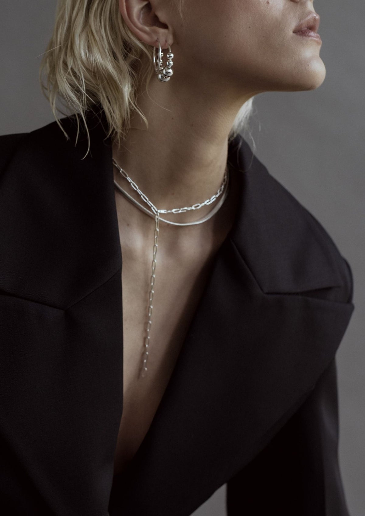 Paper Clip Y-Necklace - Argent