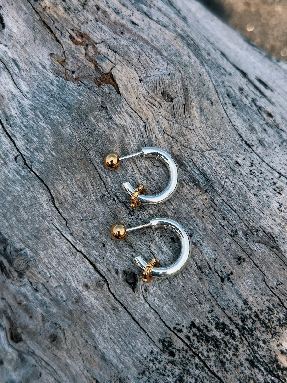 Reversible Earrings - Argent & Détail doré
