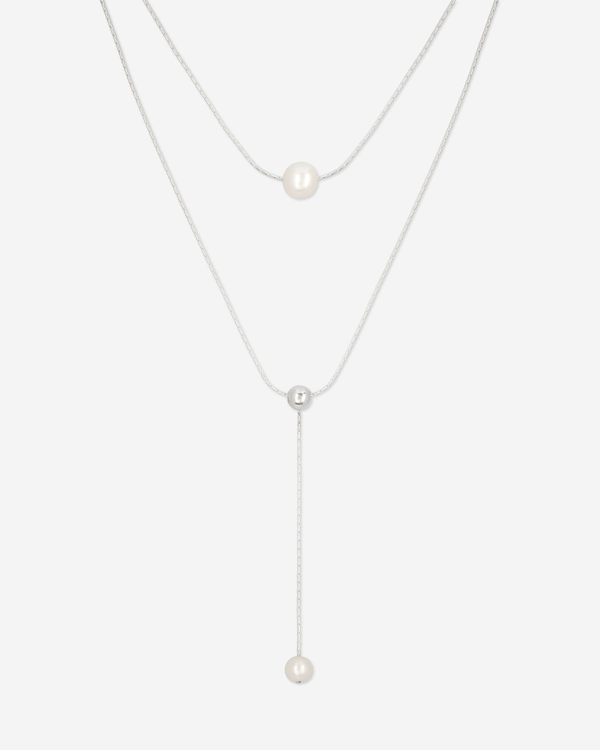 Close-Up of Pearl Naked Double Chain Necklace for COLD SKIN