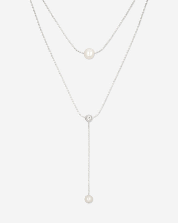 Close-Up of Pearl Naked Double Chain Necklace for COLD SKIN