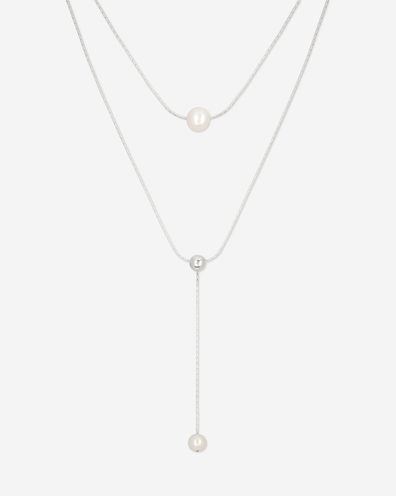 Close-Up of Pearl Naked Double Chain Necklace for COLD SKIN