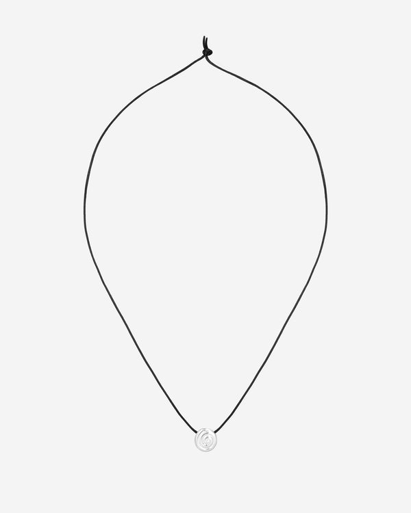 Louis Abel Uzu Mid Necklace Silver on black satin band.