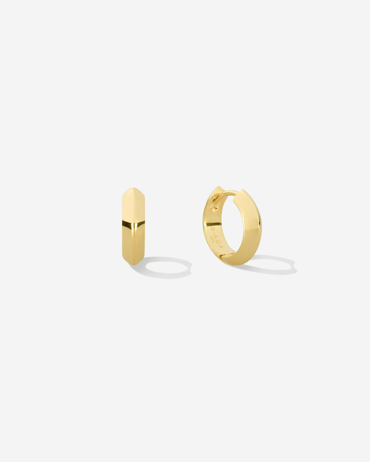 Saga Mini Anchor Hoops in gold, for COLD SKIN.