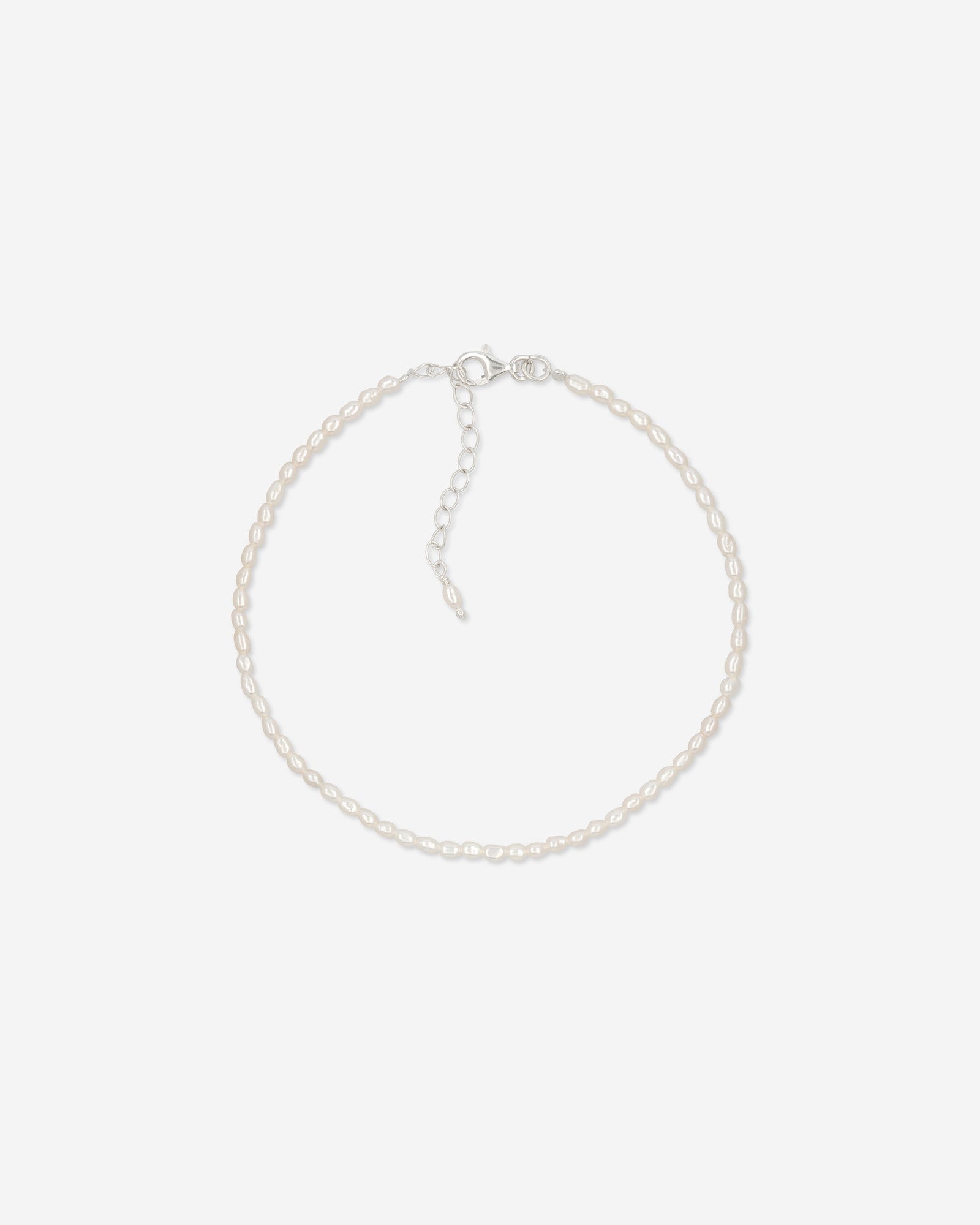 Pearl Naked Whisper Anklet Bracelet in silver with pearls, for COLD SKIN.